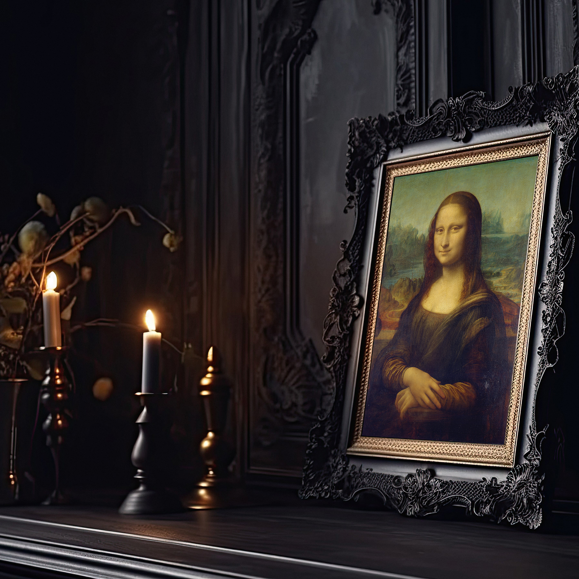 Mona Lisa by Leonardo da Vinci Print, Dark Academia, Gothic Art, Classic Art