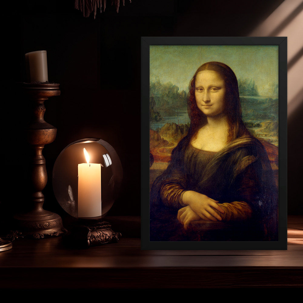 Mona Lisa by Leonardo da Vinci Framed Print, Dark Academia, Gothic Art, Classic Art