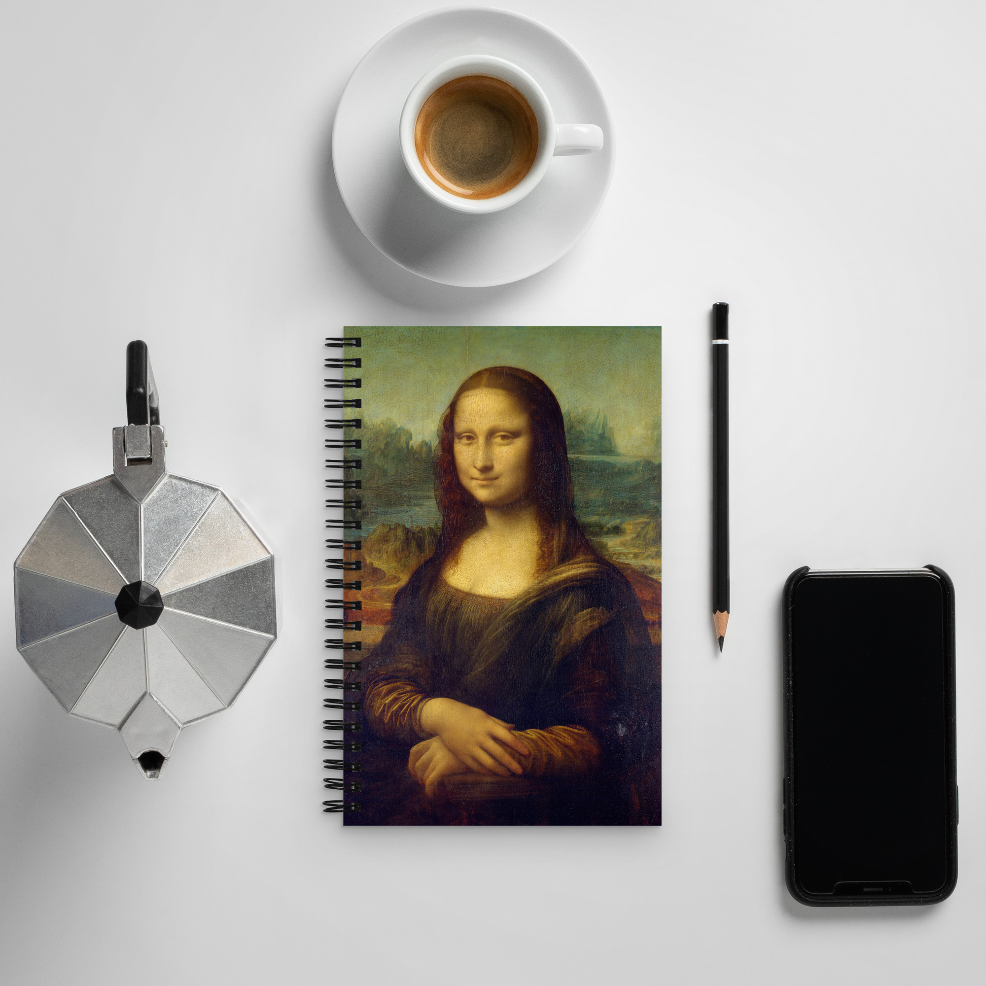 Mona Lisa by Leonardo da Vinci Spiral Notebook, Dark Academia, Gothic Art, Macabre
