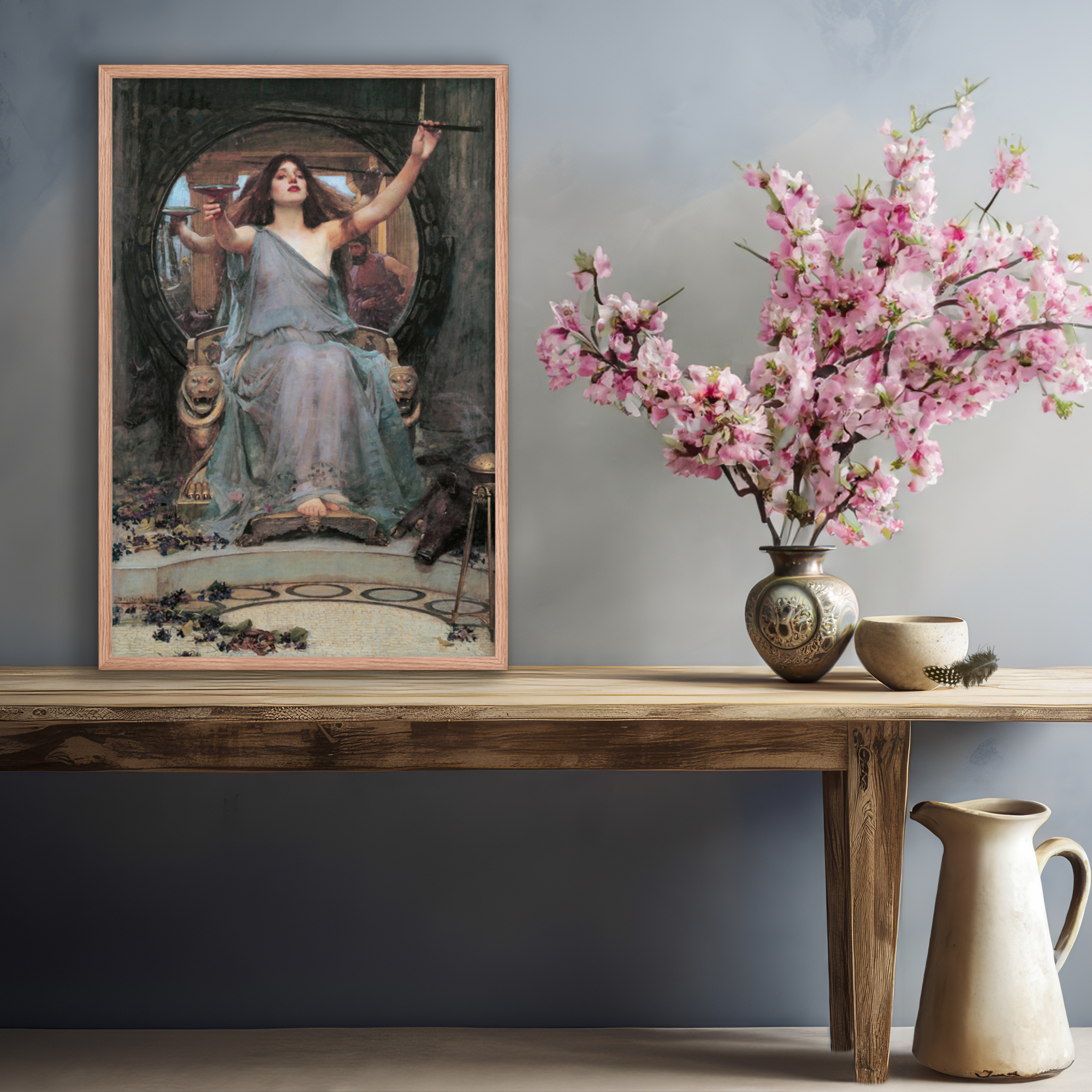 Circe Offering the Cup to Odysseus by John William Waterhouse Framed Print Poster Dark Academia, Gothic Art, Macabre, Boho, Bohemian