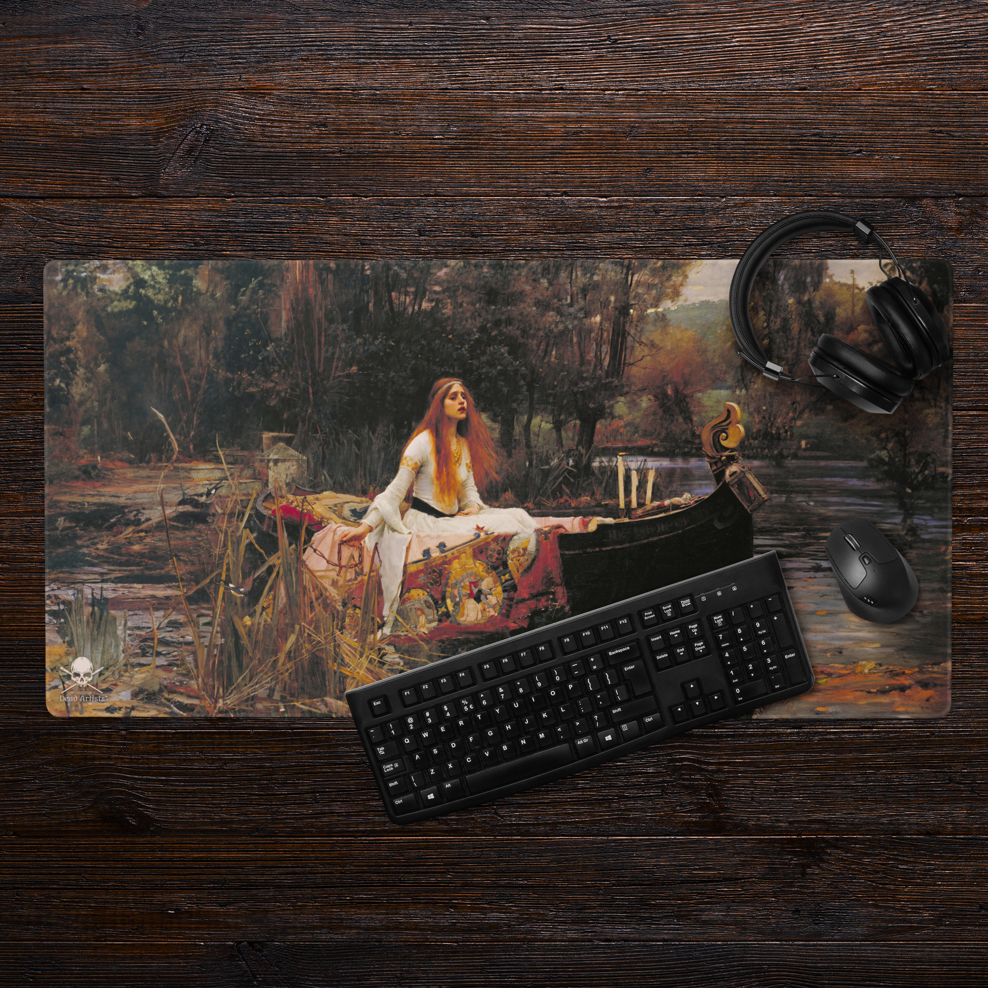 The Lady of Shalott by John William Waterhouse Desk Mat Mouse Pad, Dark Academia, Gothic Art, Macabre